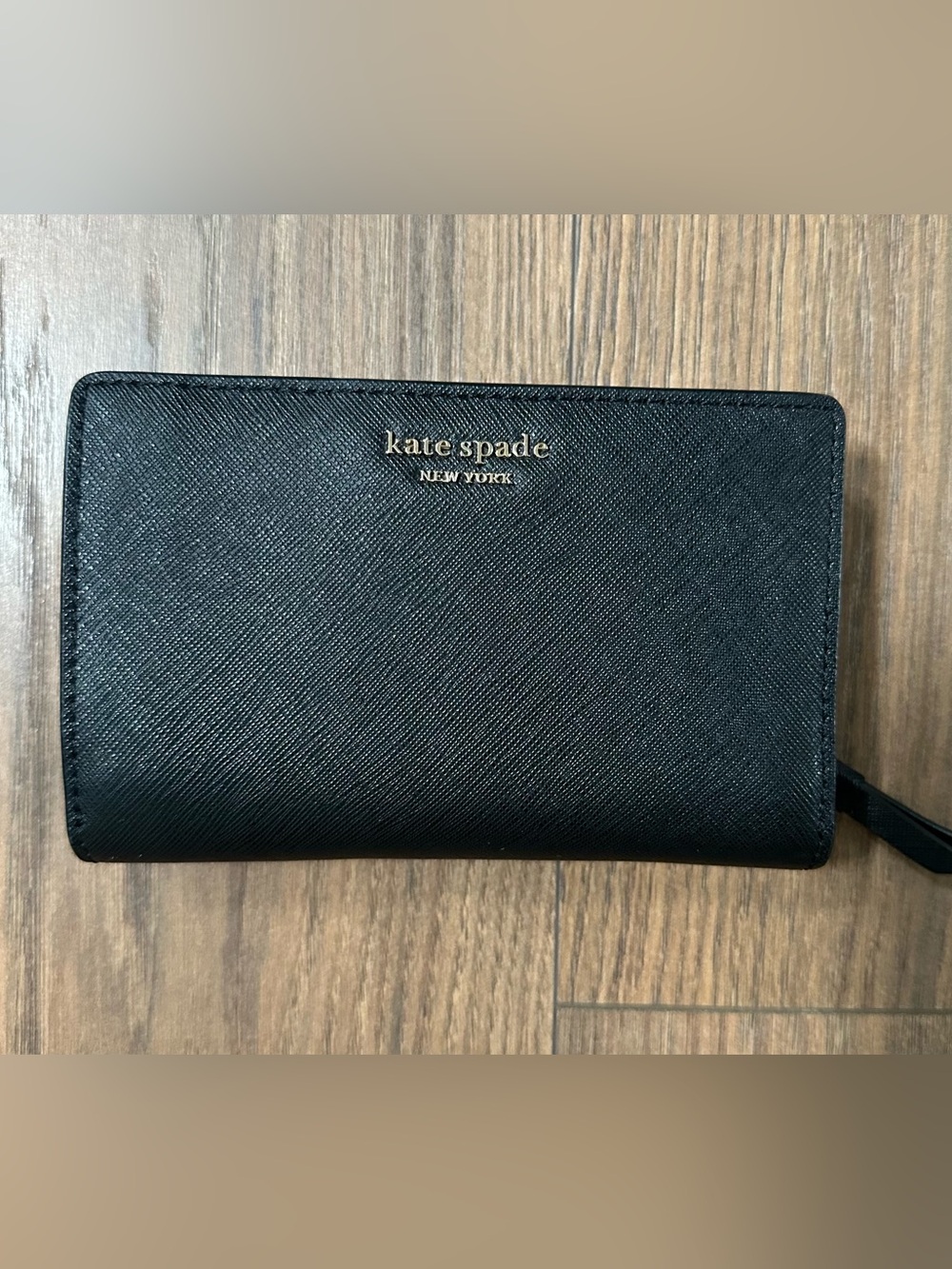 kate spade Black Saffiano Leather Zip Wallet